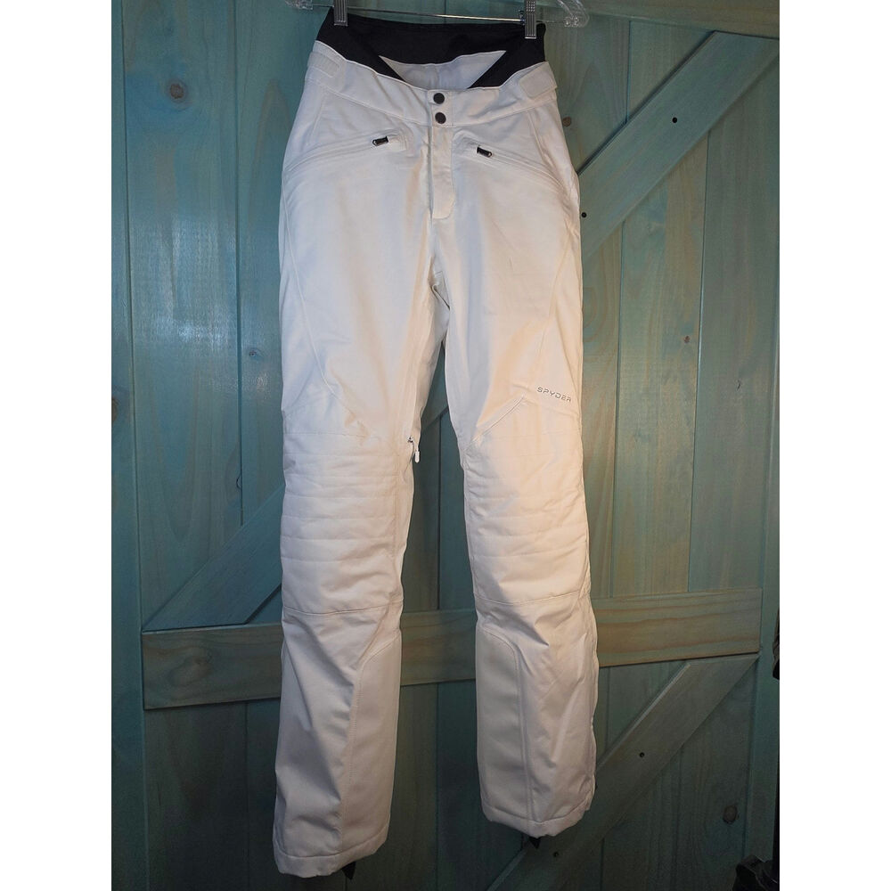 White Spyder Women's Snow Pants Zippered Pockets Quilted Knee Panels GORE-TEX